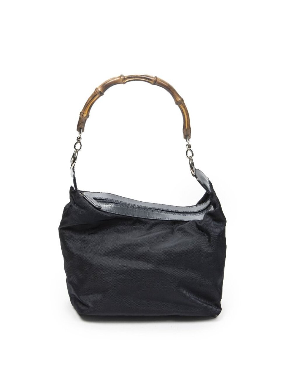 Gucci Bamboo Navy Nylon Canvas Shoulder